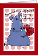 Happy Valentine’s Day for Sweetheart Hippo with Boxed Chocolates card