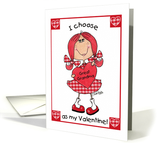 Happy Valentine's Day for Great Grandmother Red Haired Girl card