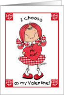 Happy Valentine’s Day for Aunt Red Haired Girl card