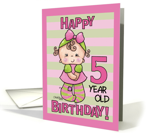 Striped Tights 5th Birthday for Little Girl card (350234)