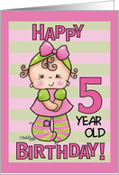 Striped Tights 5th Birthday for Little Girl card