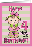 Striped Tights 4th Birthday for Little Girl card