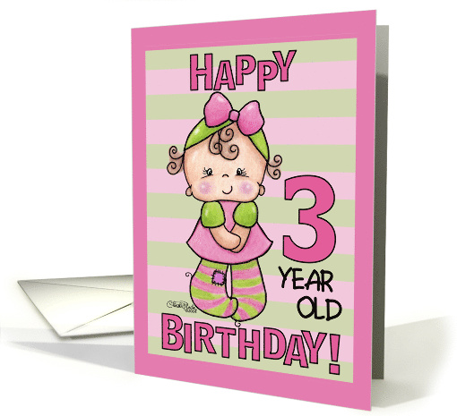 Striped Tights 3rd Birthday for Little Girl card (350262)