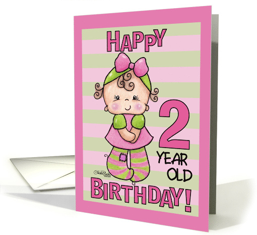 Striped Tights 2nd Birthday for Little Girl card (350266)