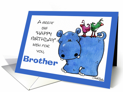 Hippo Back Ride-Birthday Brother card (350904)
