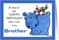 Hippo Back Ride-Birthday Brother card