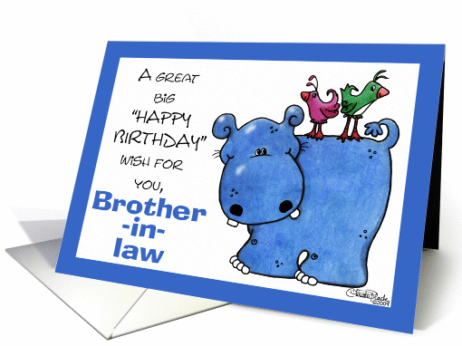 Hippo Back Ride-Birthday Brother-in-law card (350922)