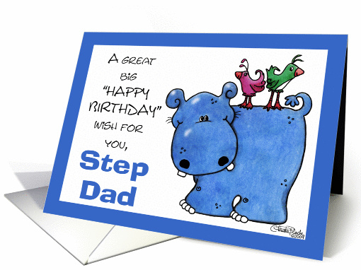 Hippo Back Ride-Birthday Step Dad card (350944)
