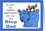 Hippo Back Ride-Birthday Step Dad card
