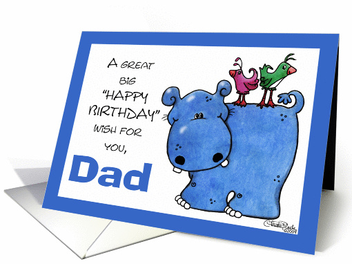 Hippo Back Ride-Birthday Dad card (350948)