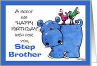 Hippo Back Ride-Birthday Step Brother card