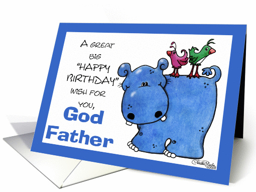 Hippo Back Ride-Birthday Godfather card (350966)