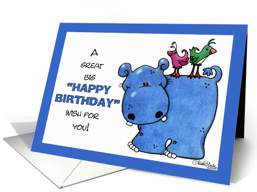 Hippo Back Ride-Birthday card (350976)