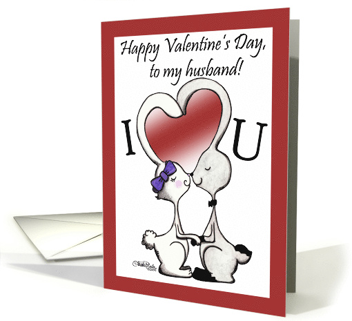 Happy Valentine's Day for Husband Bunny Kisses card (352668)