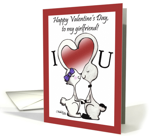 Happy Valentine's Day for Girlfriend Bunny Kisses card (352676)