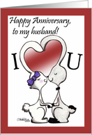 Happy Anniversary to Husband-Bunny Kisses card