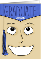 Customizable Happy Graduation 2024 for Male Graduate Up-close Face card