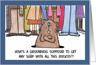 Groundhog Day Annoyed Groundhog with Crowd card