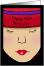 Red Hat Lady Face-Birthday 42nd card