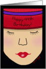 Red Hat Lady Face-Birthday 44th card