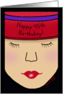 Red Hat Lady Face-Birthday 45th card