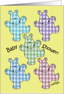 Gingham Hippos Baby Shower Invitation card