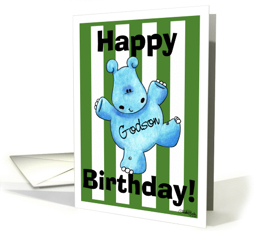 Happy Hippo Birthday Godson card (363776)