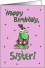 Little Alligator Girl-Birthday Sister card