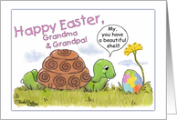 Happy Easter for Grandma and Grandpa Turtle Admires Easter Egg card