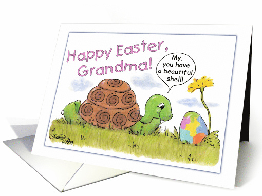 Happy Easter for Grandma Turtle Admires Easter Egg card (379861)