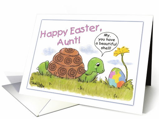 Happy Easter for Aunt Turtle Admires Easter Egg card (379867)