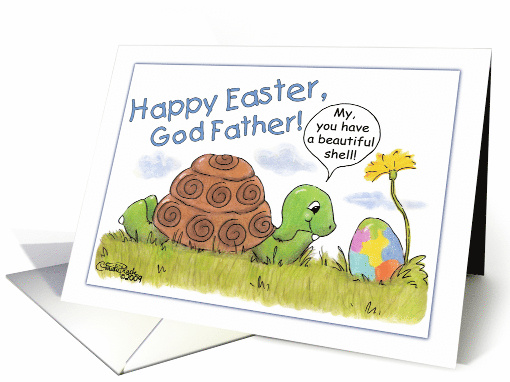 Turtle Admires Easter Egg Happy Easter Godfather card (380300)