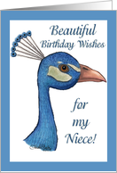 Peacock Happy Birthday for Niece card