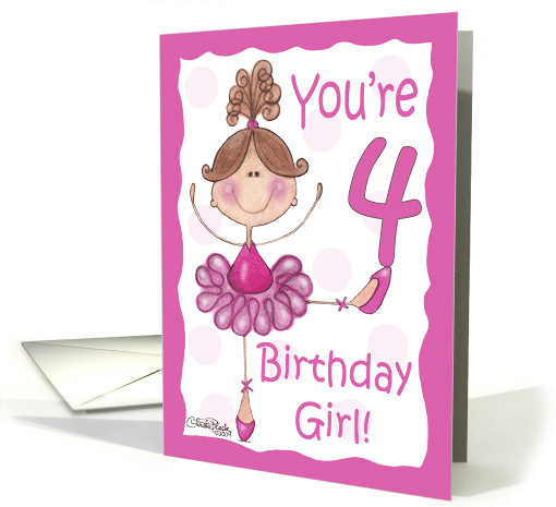 Cute Ballerina 4th Birthday Birthday Girl card (405867)