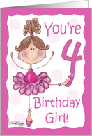 Cute Ballerina 4th Birthday Birthday Girl card