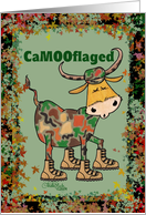 Cammie Bull Happy Birthday for Father-in-law Bull Wearing Camouflage card