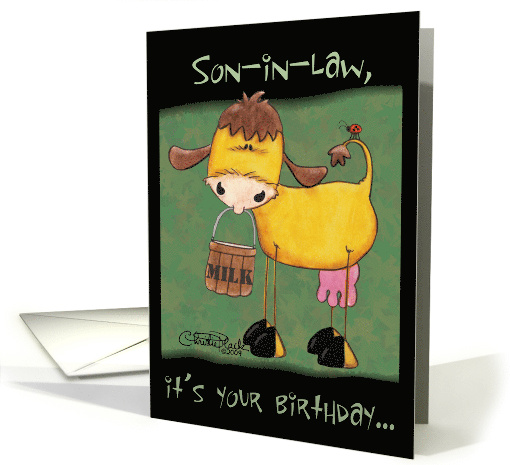 Son in law's Birthday Milk Cow card (414201)