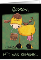 Godson’s Birthday Happy Birthday Milk Cow card