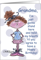 Hold My Breath Birthday Grandma Little Girl Holds Breath card