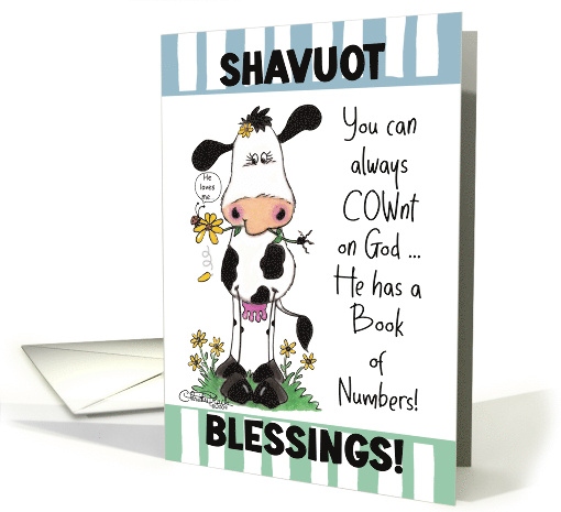 Shavuot Blessings COWnt on God Cow with Flower card (419949)