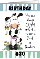 30th Birthday COWnt on God Cow with Flower card