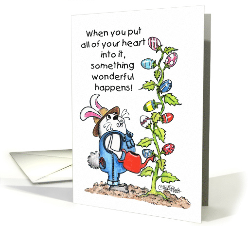 Happy Easter Bunny Grows an Egg Tree card (47257)