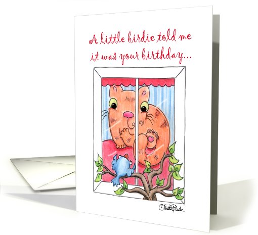 Happy Birthday-Cat and Bird at Window card (47265)