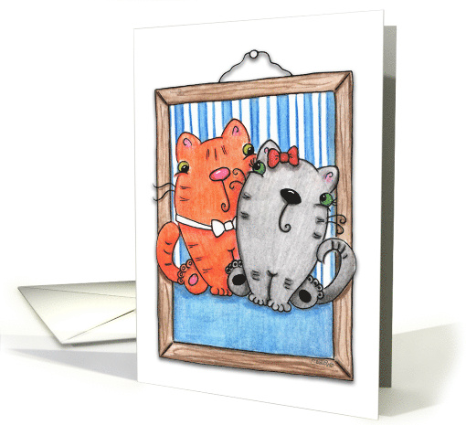 Happy Anniversary Picture PURRect Couple Cats in Picture Frame card