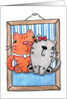 Happy Anniversary Picture PURRect Couple Cats in Picture Frame card