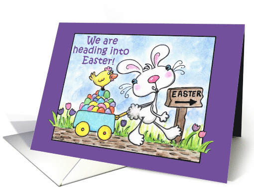 Happy Easter Heading into Easter Bunny Pulls Chick in Wagon... (47277)