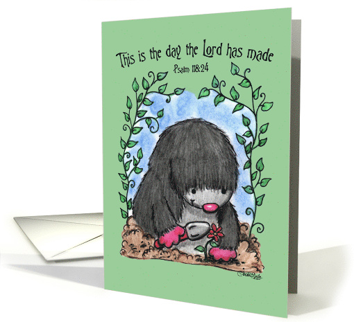 Happy Birthday Scripture for Female Mole Planting Flower card (47279)