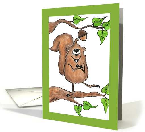 I Love You Love Nuttin' More Than You Squirrel looking at Acorn card