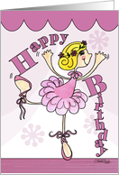 Happy Birthday Whimsical Blonde Haired Ballet Dancer card