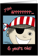 Sixth Birthday Pirate Boy card
